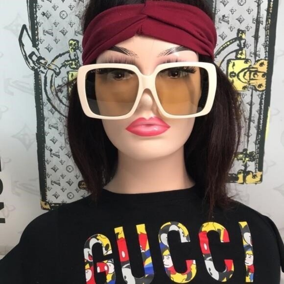 New Authentic Gucci GG0567SAN 006 Cream Sunglasses with Yellow Lenses - Picture 7 of 13